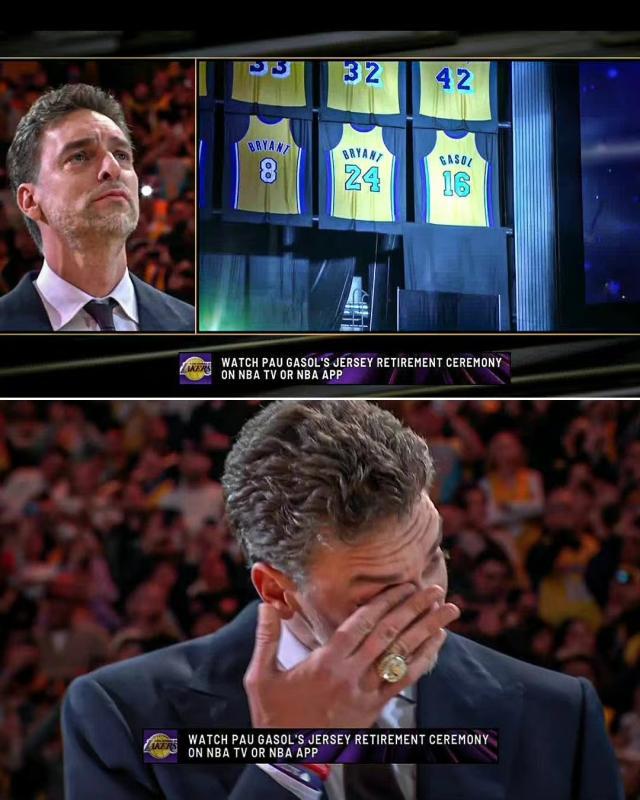 乐鱼app-16+8=24！加索尔泪洒球衣退役仪式 大伙想科比了