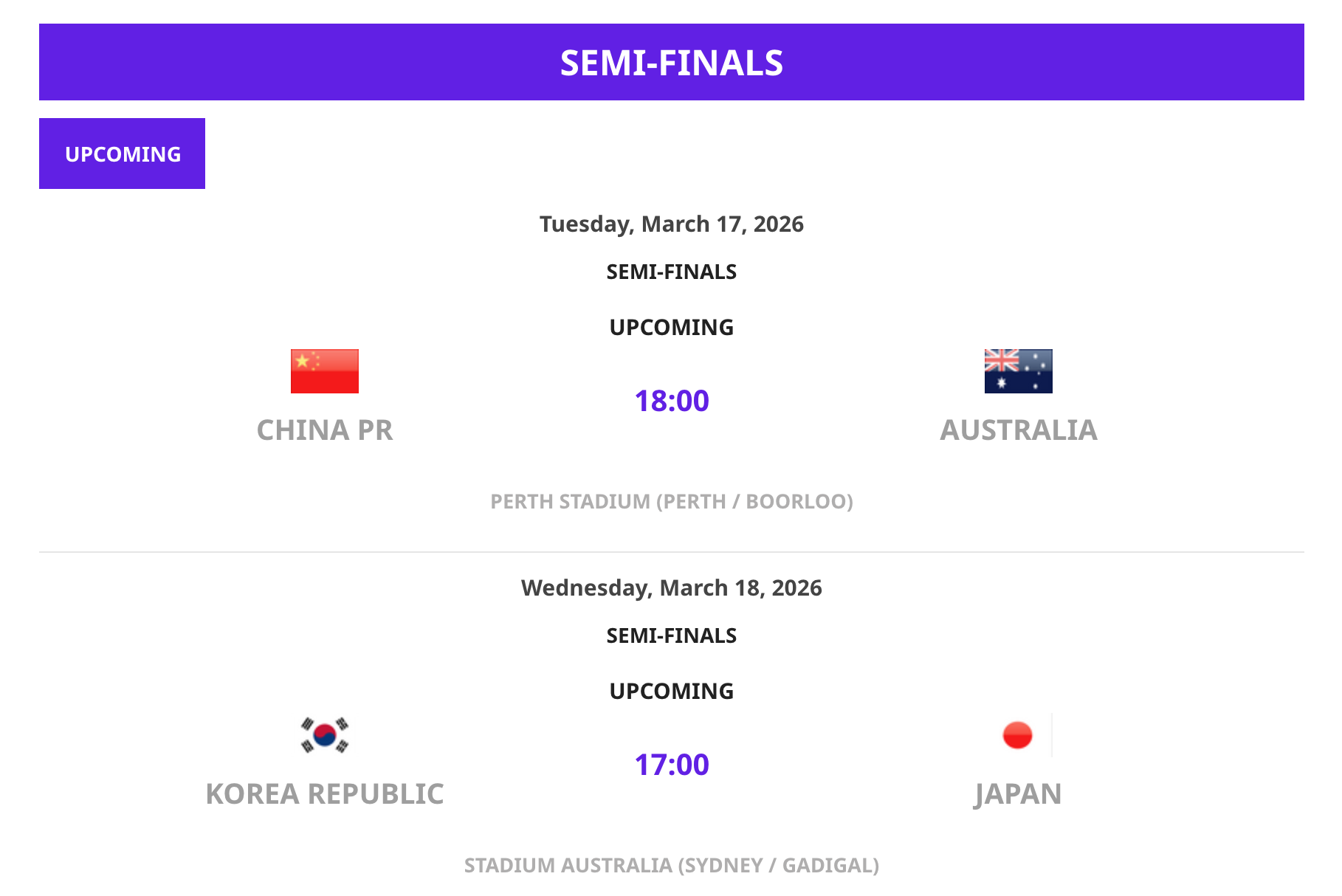 乐鱼电竞官网-女足亚洲杯半决赛：日韩相遇 中国女足对阵东道主澳大利亚